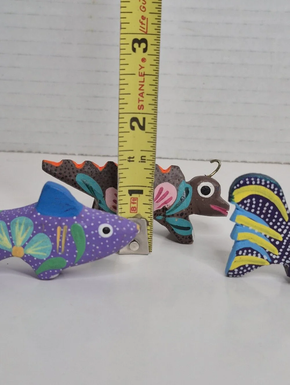 Colorful Handpainted Wood Animal Ornament Lot of Five READ